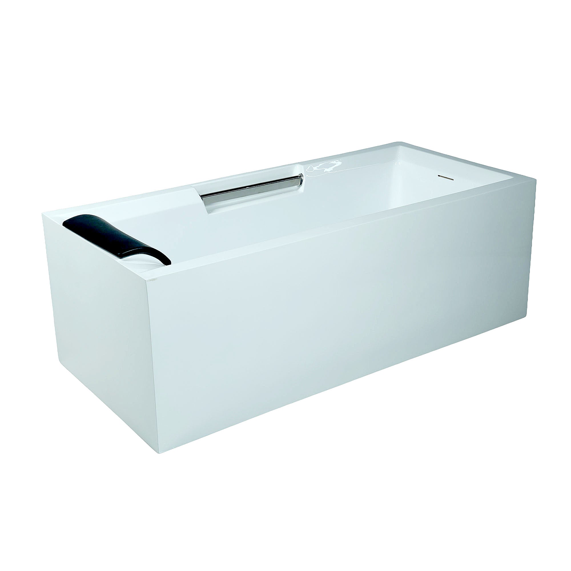 ABS 1700 x 800 x 550mm glossy white bath tub w/faucet & pillow