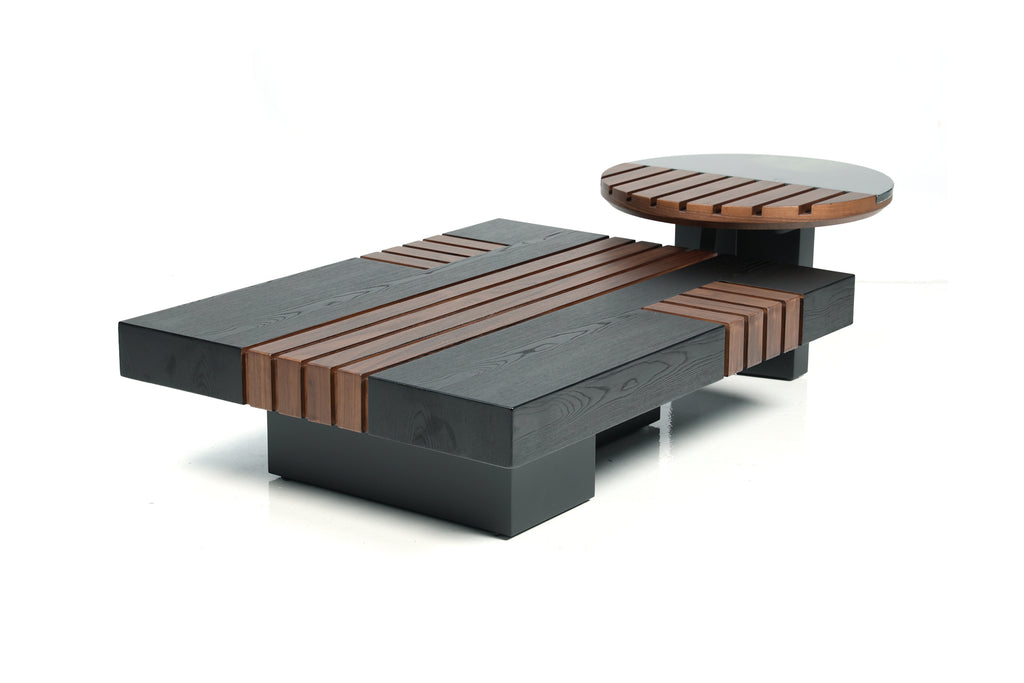 ABS Walnut paired with black grain-tea table 1338