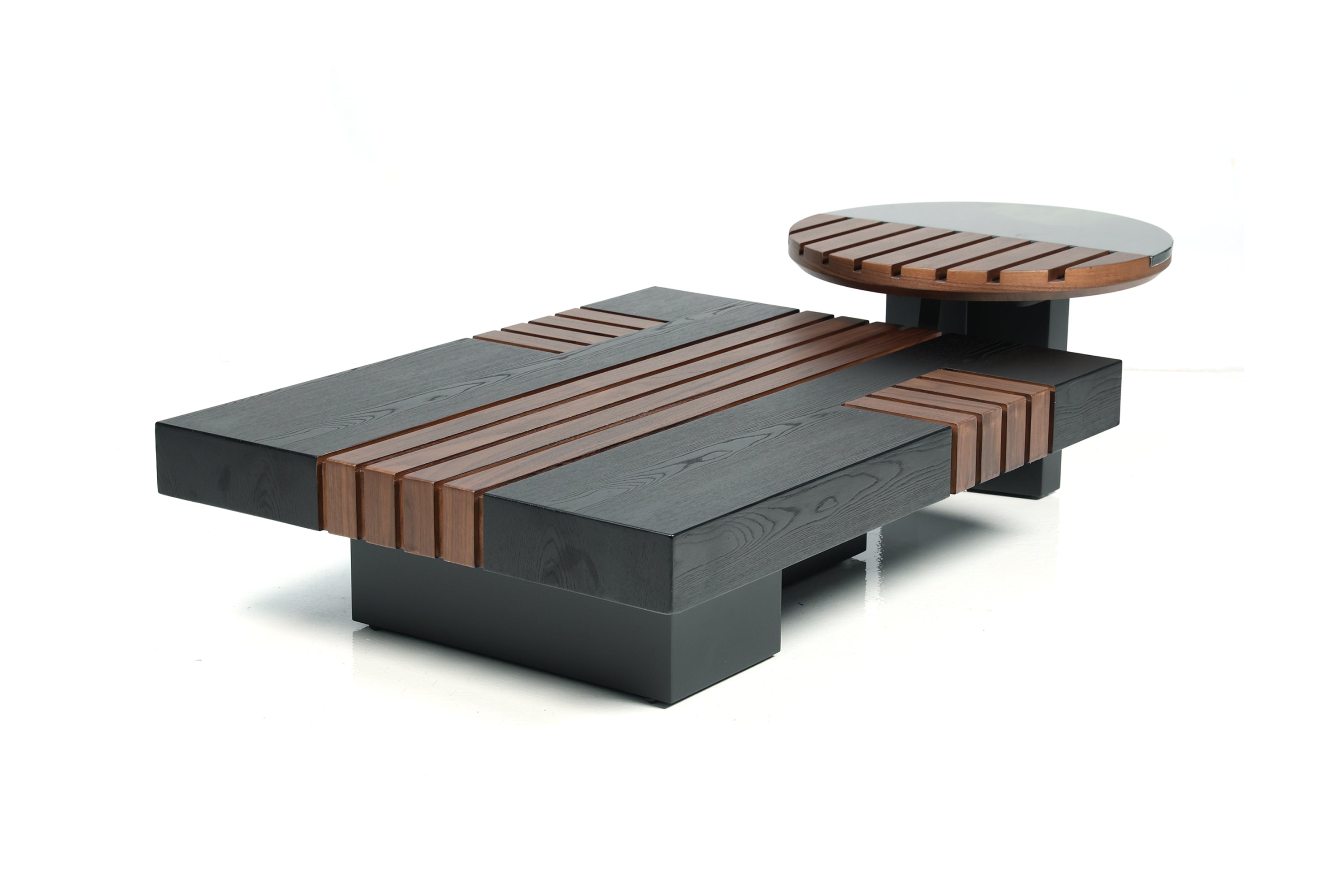 ABS Walnut paired with black grain-tea table 1338