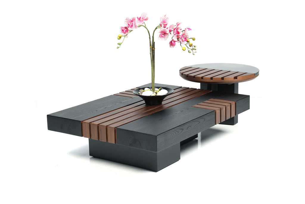 ABS Walnut paired with black grain-tea table 1338