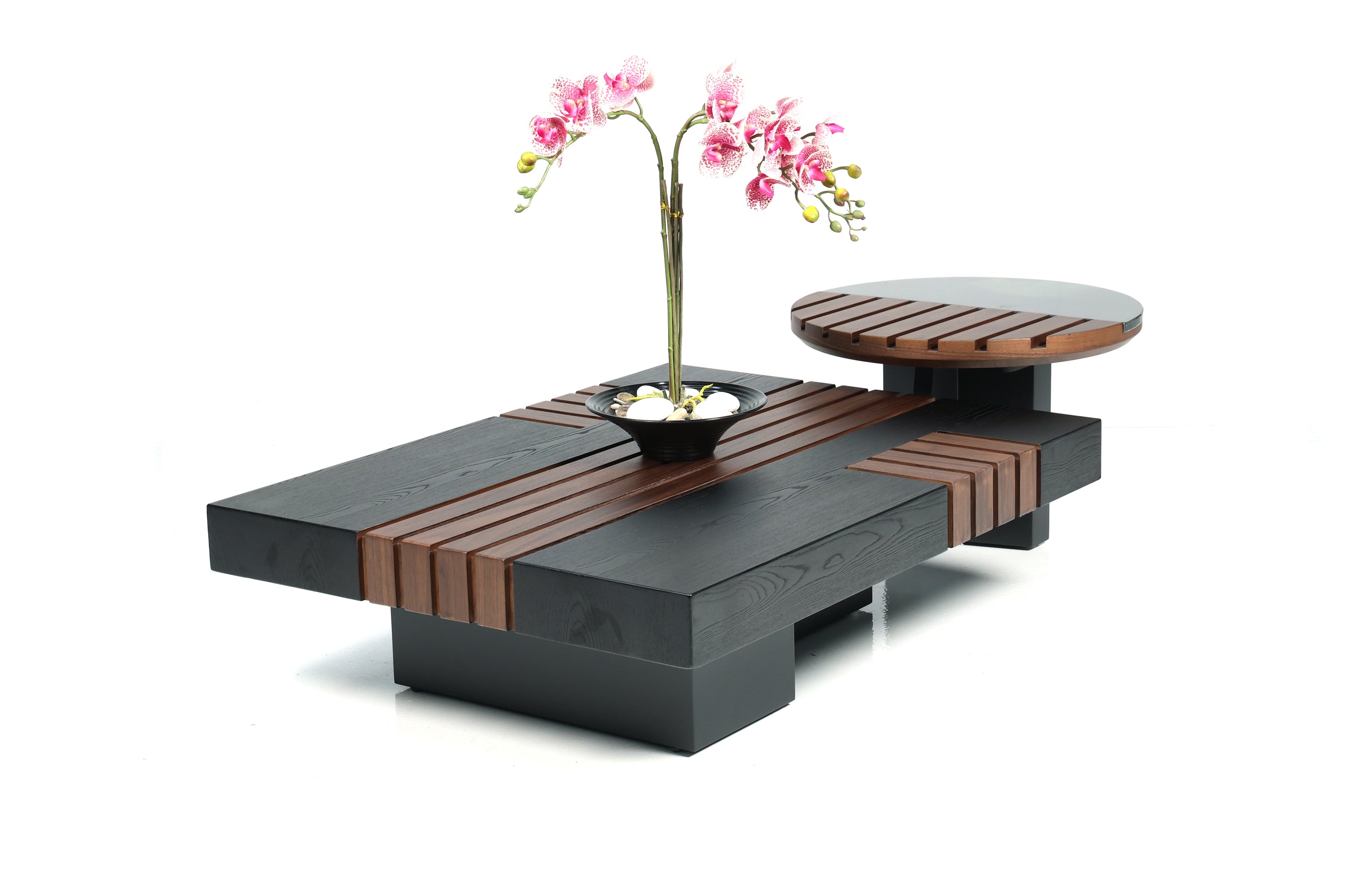 ABS Walnut paired with black grain-tea table 1338