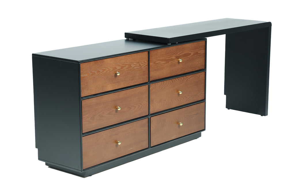 ABS Multi-layer solid wood board + baked enamel +veneer (dresser + stool + mirror) 2401