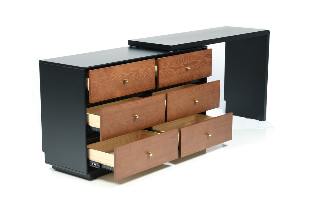ABS Multi-layer solid wood board + baked enamel +veneer (dresser + stool + mirror) 2401